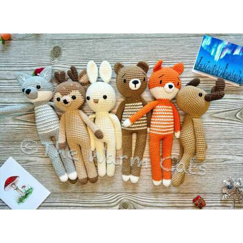 Handmade Crochet long woodland animals  toy doll woodland animal for kids gift