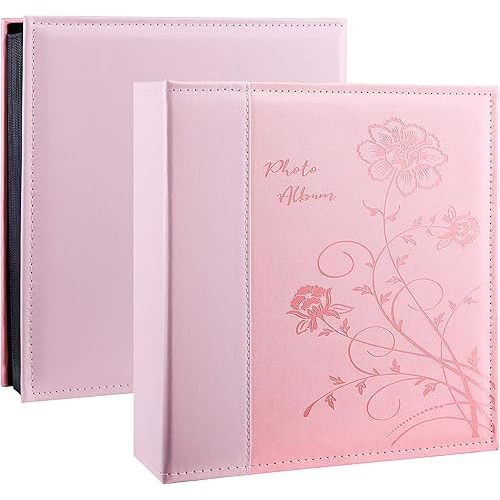 Artmag Photo Album 4x6 1000 Photos, Large Capacity Wedding Family Leather Cover Picture Albums Holds Horizontal and Vertical 4x6 photos with Black Pages(Pink)