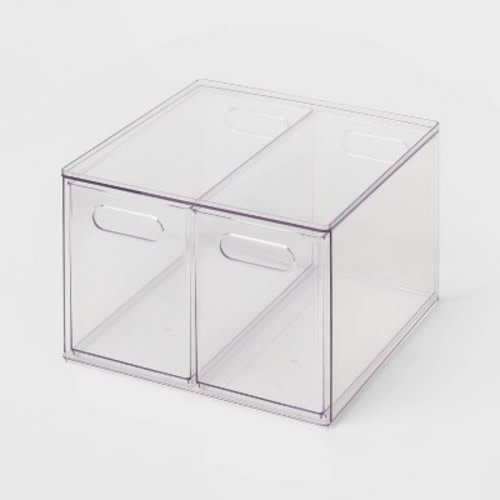 All Purpose 2 Drawer Storage Clear - Brightroom™: Acrylic Utility Bins, PETG, 1352 Volume, 8.8" H, 12.6" D, 12.2" W