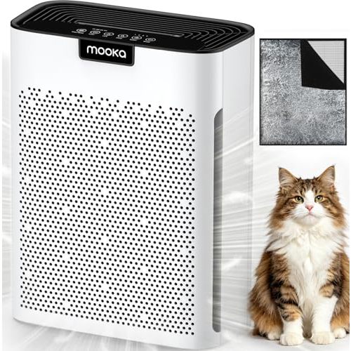 Air Purifiers for Home Large Room 2200 Ft² with Washable Filters, MOOKA H13 HEPA Air Purifier for Home Pets Bedroom with Fragrance, Air Cleaner for Smoke Dust Pollen Pets Hair Odor, KJ190 White