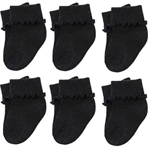 Xiyadun 6 &12 Pairs Infant Toddler Baby Kids Turn Cuff Ruffle Cotton Socks