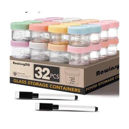 32-Pack Leakproof 4oz Glass Baby Food Jars With Lids - BPA Free, Freezer & Microwave Safe