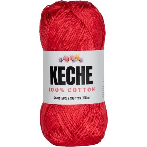 Cotton Yarn - 100% Cotton Yarn for Crocheting and Knitting, Mercerized Cotton Amigurumi Yarn Fine-Sport 2 1.76 oz (50g) / 136 Yrds (125 m) - Red