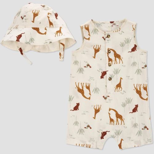Carter's Just One You®️ Baby Boys' Safari Top And Hat Set - Ivory