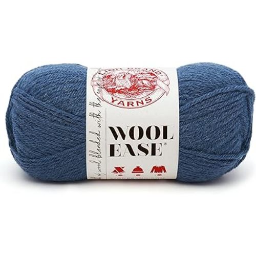 Lion Brand Yarn Wool-Ease Yarn, Worsted-Weight Yarn for Knitting and Crocheting, 1 Pack, Denim