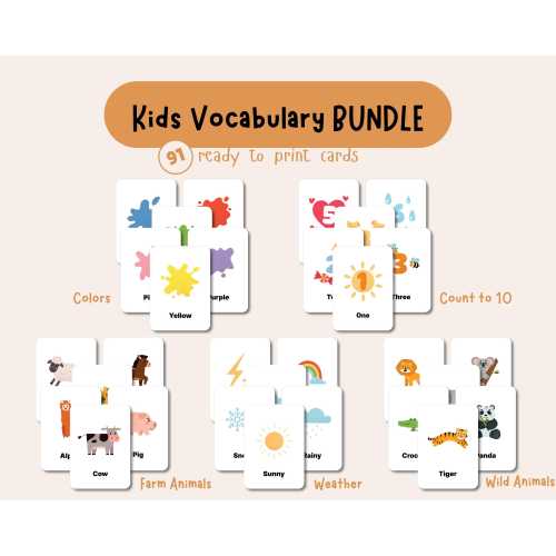 Toddler Learning Flashcards Bundle: Numbers, Colors, Animals, Animals (Printable Educational Cards)