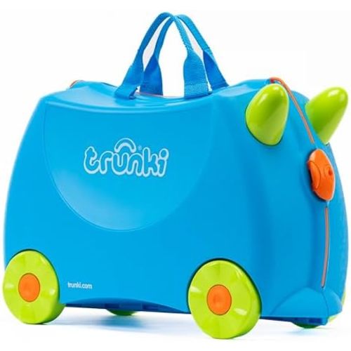 Trunki Ride-On Kids Suitcase | Tow-Along Toddler Luggage | Carry-On Cute Bag with Wheels | Kids Luggage and Airplane Travel Essentials: Terrance Boy Blue
