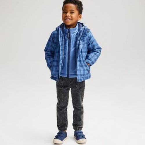 Toddler 3-in-1 Winter Snowplay Grid Print Jacket - Cat & Jack™ Blue 3T