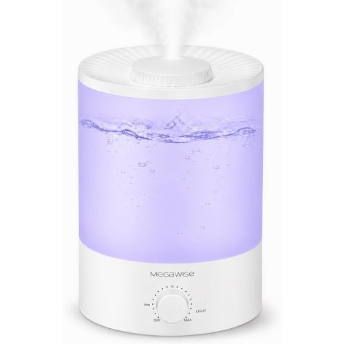 MEGAWISE Cool Mist Humidifier,Ultrasonic Humidifier with Aroma & LED Light