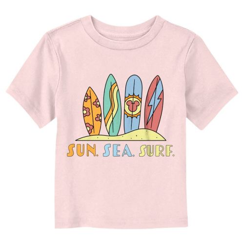 Toddler's Mickey & Friends Sun Sea Surf Boards T-shirt - Light Pink - 2t