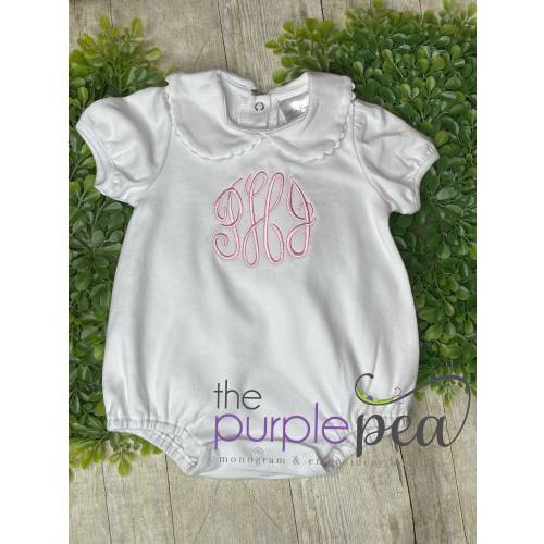 Monogrammed Girls Bubble, collared bubble
