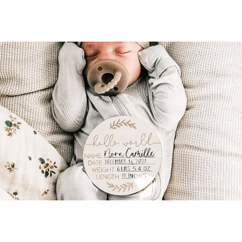 Baby Birth Announcement Wood Discs Milestone Card Hello - Etsy