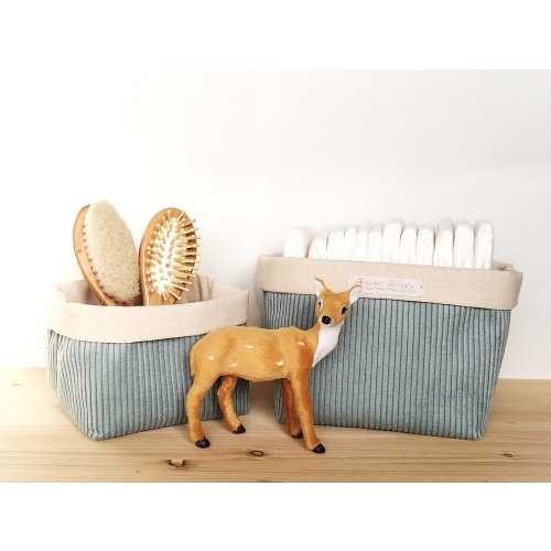 2-piece blue velvet storage baskets, bathroom storage, changing table storage, decorative fabric basket, fabric storage bin