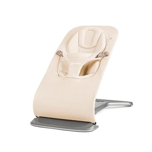Ergobaby Evolve 3-in-1 Mesh Baby Bouncer Seat, Adjustable Multi-Position Infant Bouncer and Toddler Chair, Breathable Mesh, Converts from Newborn to Toddler - Cream