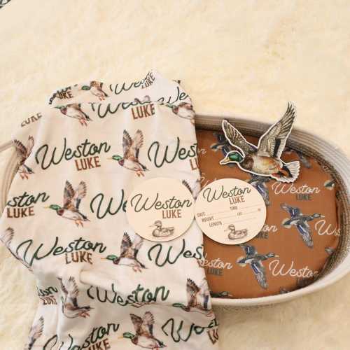 Mallard Blanket, Wildlife Name Blanket, Woodland Theme Baby Blanket, Personalized Duck Animal Blanket, Name Blanket for Boy, Fowl Theme