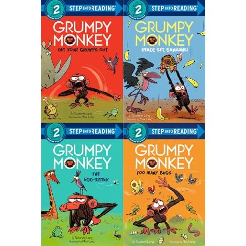 Grumpy Monkey Step Into Reading Series 4-Book Set - Grumpy Monkey Get Your Grumps Out; Grumpy Monkey Ready, Set, Bananas!; Grumpy Monkey The Egg-Sitter; Grumpy Monkey Too Many Bugs