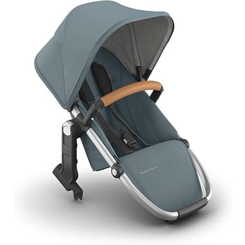 UPPAbaby RumbleSeat V3 Second Lower Seat - Compatible with Vista V2 and Vista V3 - All-Weather Seat + Magnetic Buckle – Adapters Included - Callum (Stone Blue/Silver Frame/Sand Leather)