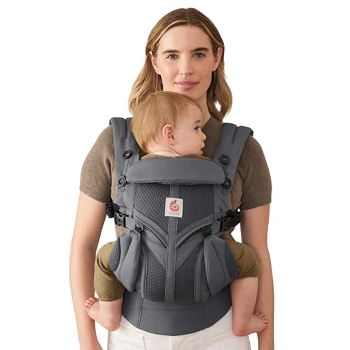 Ergobaby Omni Classic Baby Carrier for Newborn to Toddlers 0-48 Months | 4-Position Breathable Mesh Baby Carrier with Ergonomic Support, Fits 7-45 lbs, Charcoal Grey
