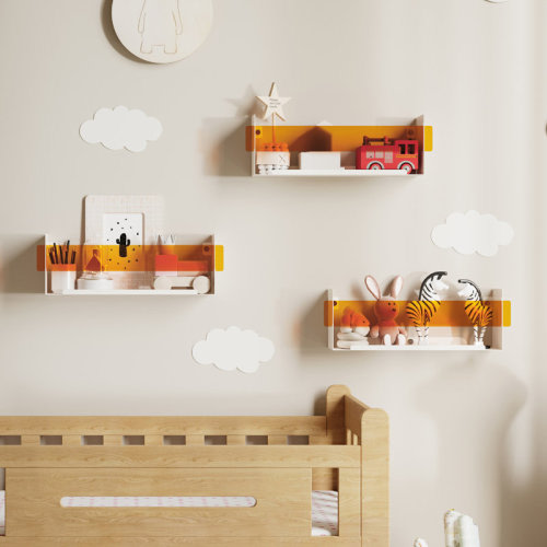 Ebern Designs Cavana Metal Floating Shelf, Wall Shelf with Acrylic Panels, Wall Mounted Shelves & Reviews | Wayfair
