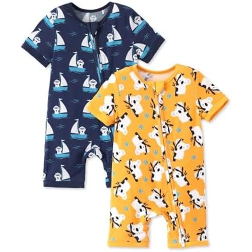 PATPAT Baby Boy and Girl Bamboo Viscose 2-Pack Romper