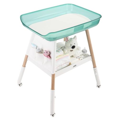 JMMD Baby Changing Table, Changing Station for Nursery, Adjustable Height Diaper Station with Waterproof Changing Pad and Storage for Baby 0-5 Months, TransparentGreen