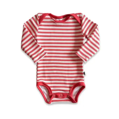 Baby Long-Sleeve Bamboo Bodysuit | Berry Stripe