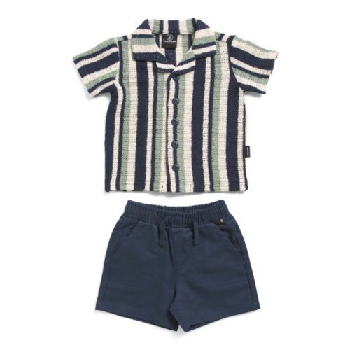 Infant Boys 2pc Sweater Knit Button Down Top And Shorts Set | Baby Boys (0-24m) | Marshalls