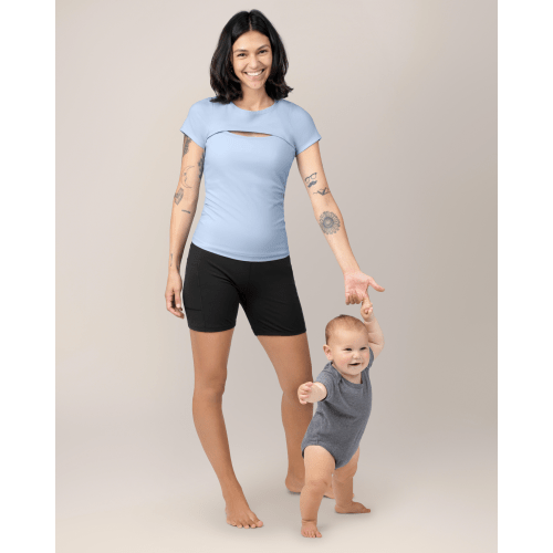 Luna Active Cut Out Nursing Top | French Blue - Kindred Bravely