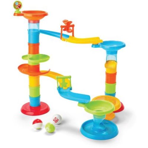 Kidoozie Drop N' Roll Raceway – 30-Piece Marble Run-Style Ball Tower with 3 Colorful Balls – Ages 12 Months+