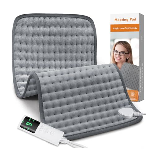 Heating Pad for Back Pain Relief, Heating Pads for Period Cramps with 9 Heat Settings & 4 Timers Auto-off, Machine Washable, Dry & Moist Heat, Soft Electric Heating Pad for Sore Muscles,Gift,12''×24''