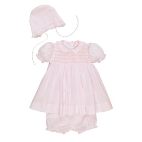 Baby Girls Pink Lace Dress with Hat