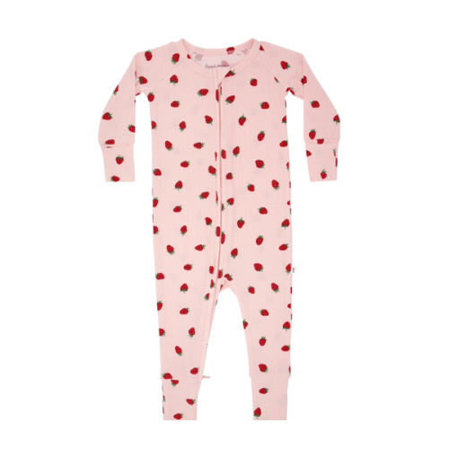 Strawberries Small Ribbed Zip Romper