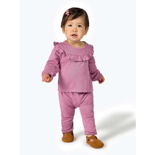 Modern Moments by Gerber Baby Girl Hacci Outfit Set With Ruffle, 2-Piece, Sizes 0/3 Months -24 Months