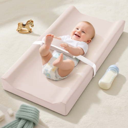 Baby Changing Pad, Caveen Wipeable Changing Table Pad with Waterproof PU Cover, Portable Baby Diaper Change Station and Dresser, Pink