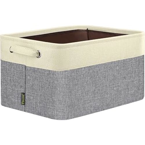 BALEINE 1 Pack Fabric Closet Storage Bins for Shelves, Linen Closet Organizers and Storage, Decorative Baskets for Organizing, Shelf, Clothes, Home, Office (Grey, 12"x8"x8")