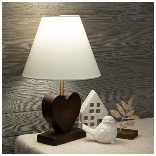 Brown Wood Look Heart Accent Lamp