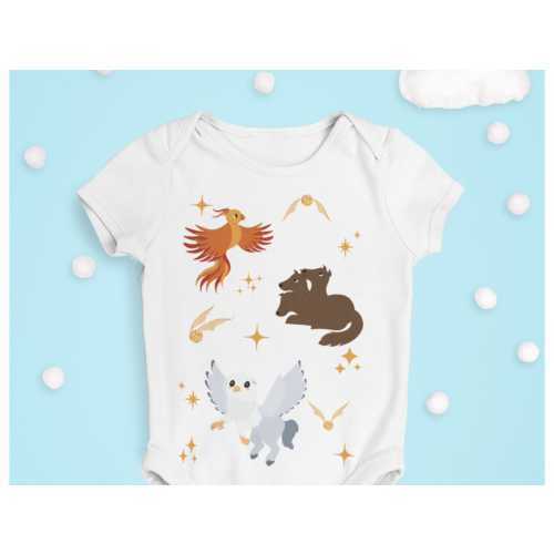 Little Wizard / Witch Magic Infant Fine Jersey Bodysuit Toddler T-Shirt Snitch Phoenix Hippogriff Fluffy Cerberus Dog 16 colors