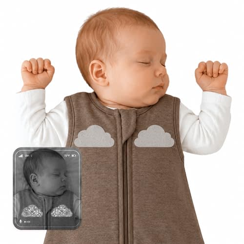 See Baby Breathing on Monitor Sleep Sack Patches Reflective Baby Monitor Visibility Patches for Night Vision Iron On No Batteries or Electronics (Moonlight Silver, Cloud, Four Pack)