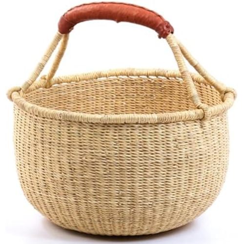 Fair Trade Ghana Bolga African Dye-Free Fully Shaped Medium Market Basket 11-13" Across, 22197, Made in Bolga, Ghana, West Africa Exclusively for: Fair Trade Gifts and Home Decor