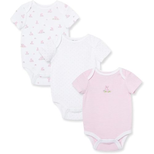 Little Me Baby Girls' 3-Pack 100% Cotton Scratch Free Tag Bodysuits