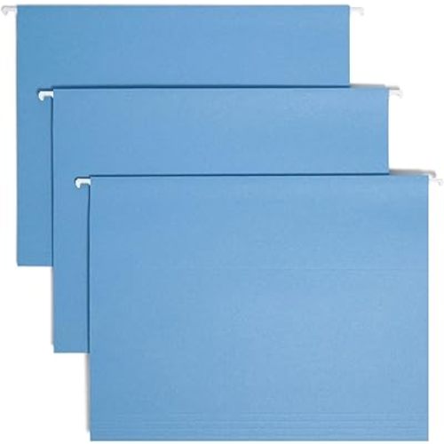 Smead Standard Hanging File Folders, 25 Count, Blue, 1/5-Cut Adjustable Tabs, Letter Size (64060)