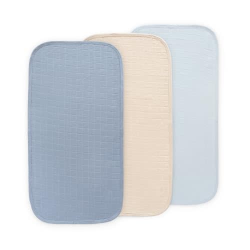mushie Water Repellent Changing Pad Liners | Cotton (Blue Combo) | 3 Pack, Water repellent, Machine washable, Fits in diaper bag