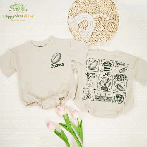 Personalized Baby Rugby Romper, Rugby Lover Baby Gift, Sports Fan Baby Shower Outfit, Cute Rugby Game Day Outfit, Rugby Season Toddler Shirt