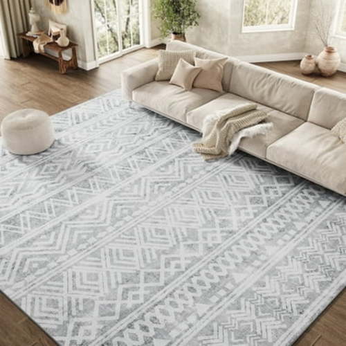SIXHOME 4'x6' Area Rugs for Living Room Washable Rugs Boho Area Rug Geometric Neutral Living Room Rug Carpet Soft Rugs for Bedroom Non Slip Entryway Rug Modern Home Decor Gray