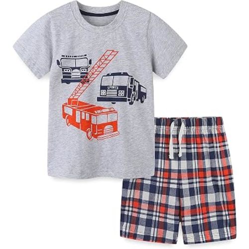 Bumeex Toddler Boy's Cotton Short Sleeve T-Shirt and Short Set 1-7Y