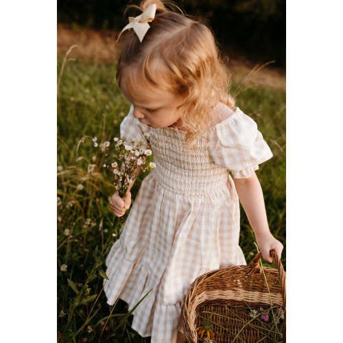 Karina Dress (tan gingham)