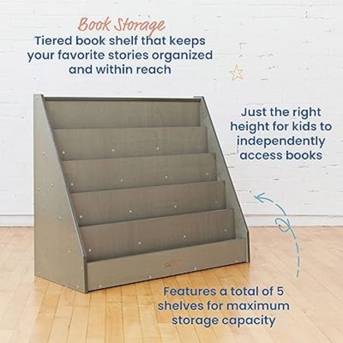 ECR4Kids Bookshelf, Grey Wash