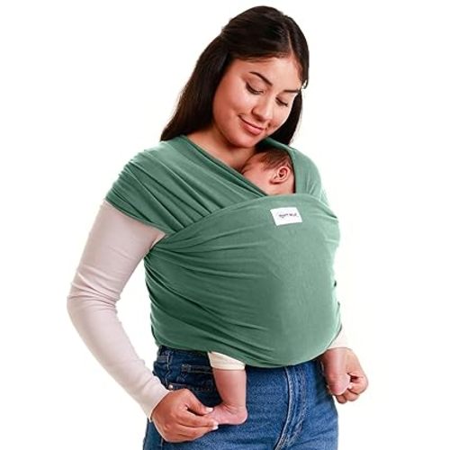 Sleepy Wrap Stretchy Ergonomic Baby Carrier Sling for Newborns to Toddlers - Hands-Free Lightweight Baby Wrap 7-35 lbs (Dark Green)