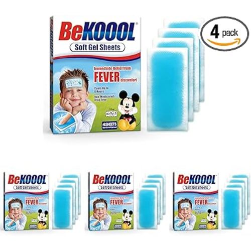 BEKOOOL Soft Gel Sheets for Kids for Cooling Relief from Fever discomfort | 4 Count (Pack of 4)