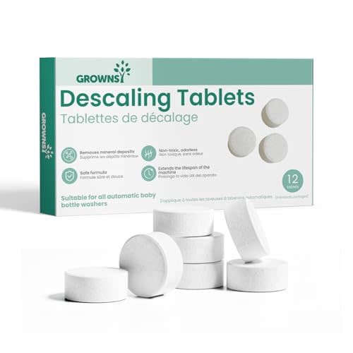 GROWNSY Descaling Tablets for Bottle Washers, 12 Count Descaler Tablets to Remove Limescale & Mineral Buildup, Compatible with Momcozy and Baby Brezza Baby Bottle Washer